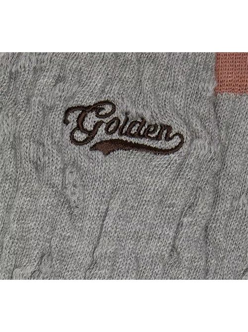 Calzini a coste di colore grigio mélange con dettagli mattone e logo marrone ricamato Golden Goose | GUP02372.P002206.60713MELANGE GREY/CLOVE/CACAO NIBS